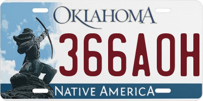 OK license plate 366AOH