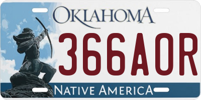 OK license plate 366AOR