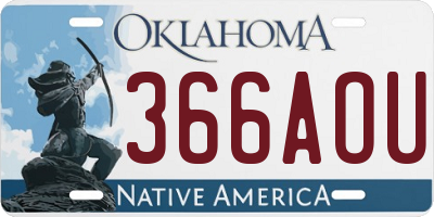 OK license plate 366AOU
