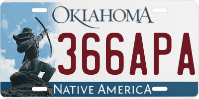 OK license plate 366APA