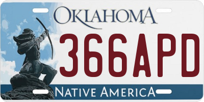 OK license plate 366APD