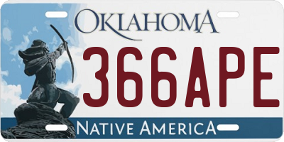 OK license plate 366APE