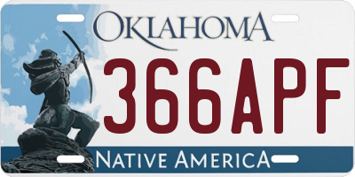 OK license plate 366APF