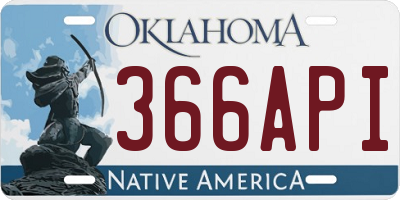OK license plate 366API