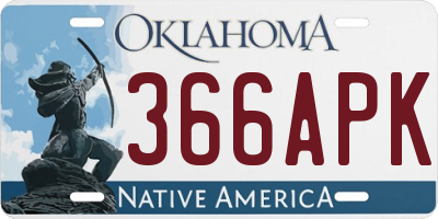 OK license plate 366APK