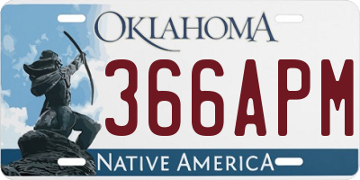 OK license plate 366APM
