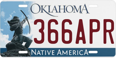 OK license plate 366APR