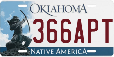 OK license plate 366APT