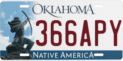 OK license plate 366APY