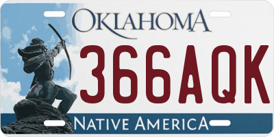 OK license plate 366AQK