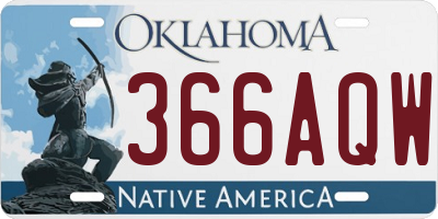 OK license plate 366AQW