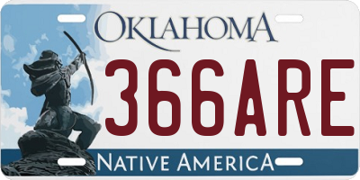 OK license plate 366ARE