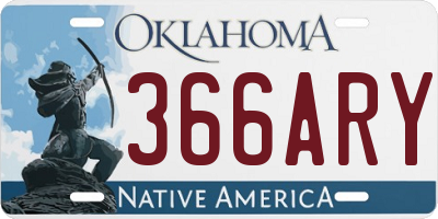 OK license plate 366ARY