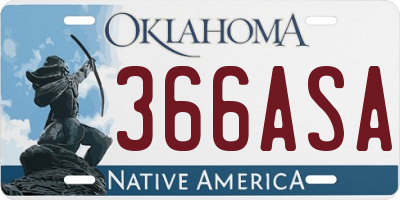 OK license plate 366ASA