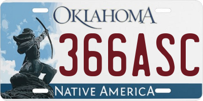 OK license plate 366ASC