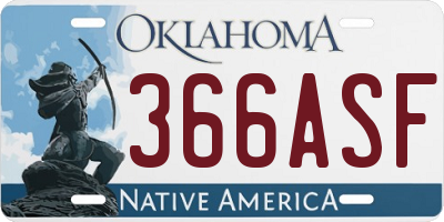 OK license plate 366ASF