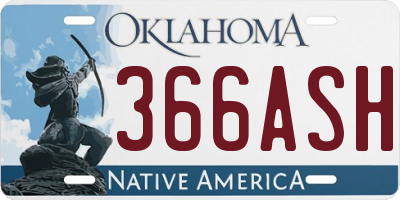 OK license plate 366ASH