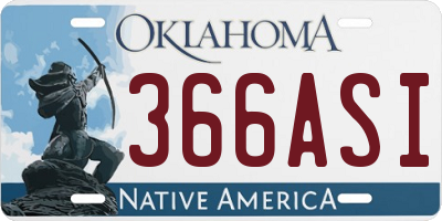 OK license plate 366ASI