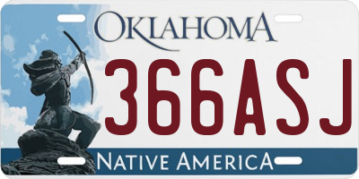 OK license plate 366ASJ