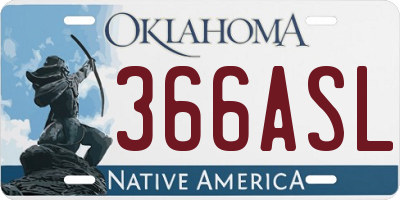 OK license plate 366ASL