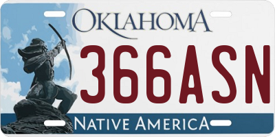 OK license plate 366ASN