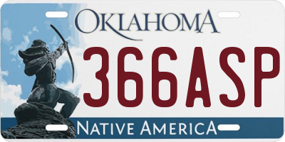 OK license plate 366ASP