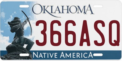 OK license plate 366ASQ