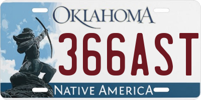 OK license plate 366AST