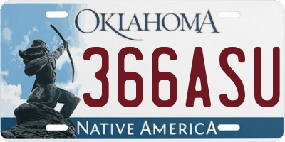 OK license plate 366ASU