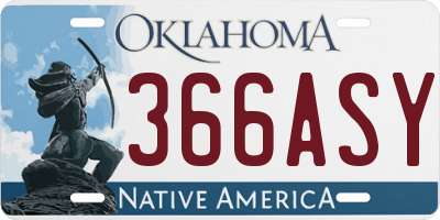 OK license plate 366ASY