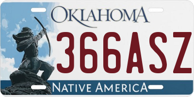 OK license plate 366ASZ
