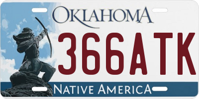 OK license plate 366ATK