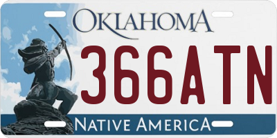 OK license plate 366ATN