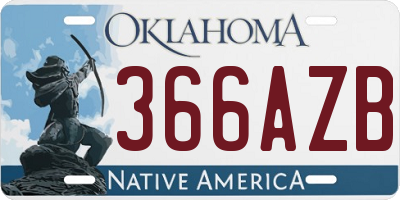 OK license plate 366AZB