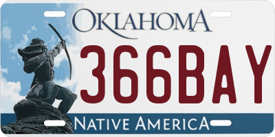 OK license plate 366BAY