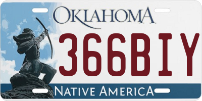 OK license plate 366BIY