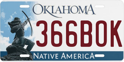 OK license plate 366BOK