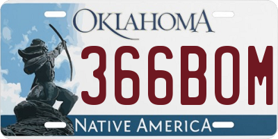 OK license plate 366BOM