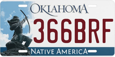 OK license plate 366BRF