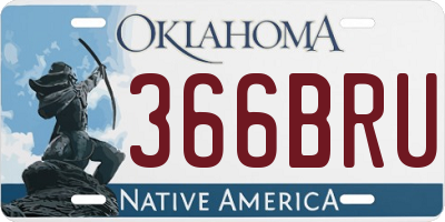 OK license plate 366BRU