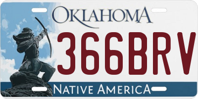 OK license plate 366BRV