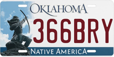 OK license plate 366BRY