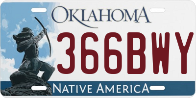 OK license plate 366BWY