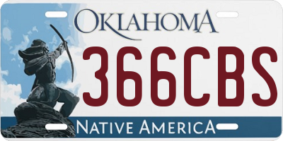 OK license plate 366CBS