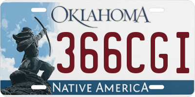 OK license plate 366CGI