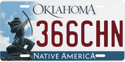 OK license plate 366CHN