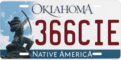 OK license plate 366CIE