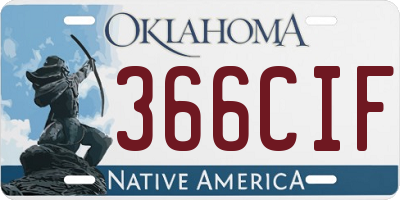 OK license plate 366CIF