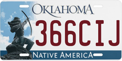 OK license plate 366CIJ