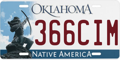 OK license plate 366CIM